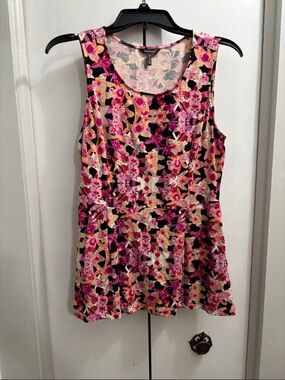 Daisy Fuentes Pink Multi Floral Peplum Tank